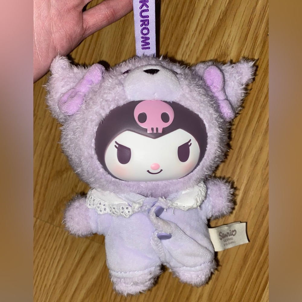 Official Sanrio Kuromi Latte Baby Series Plush Vinyl Face Bag Charm Key Chain